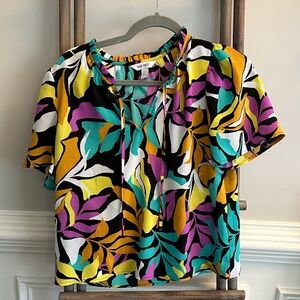 Nine West Women’s Vibrant Leaf Print Blouse